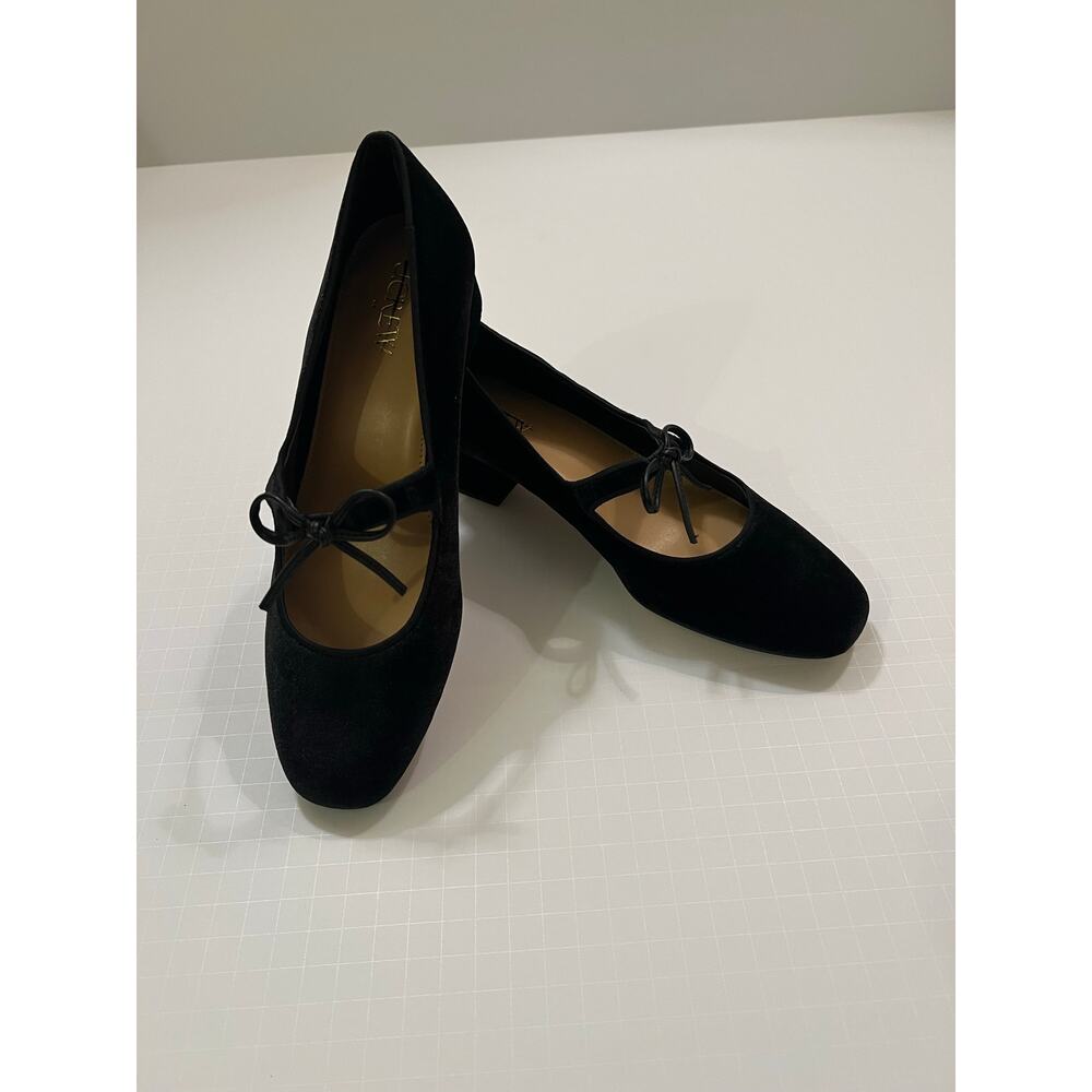 J. Crew Velvet Bow Tie–Heeled Mary Janes - Picture 2 of 8